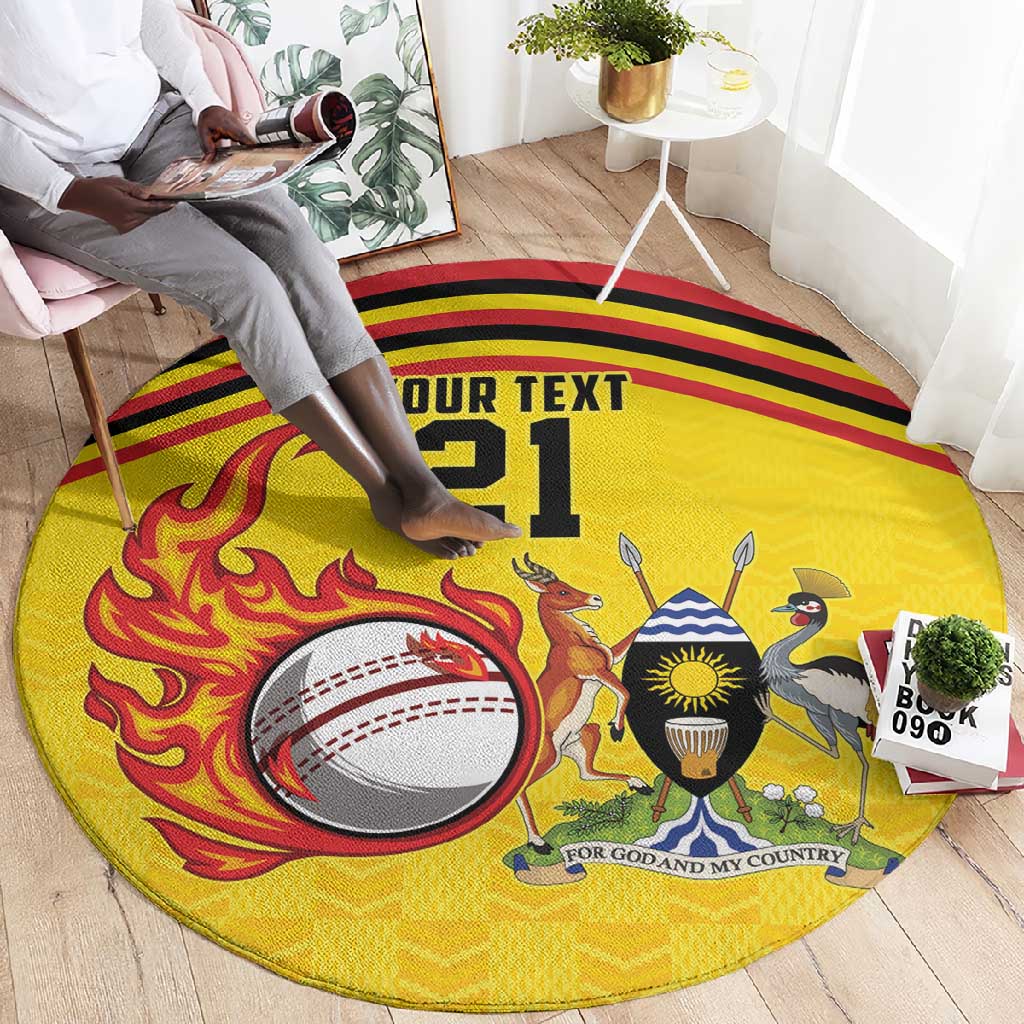 Custom Africa Cricket Uganda Round Carpet Cranes Cricket Ball Fire LT9