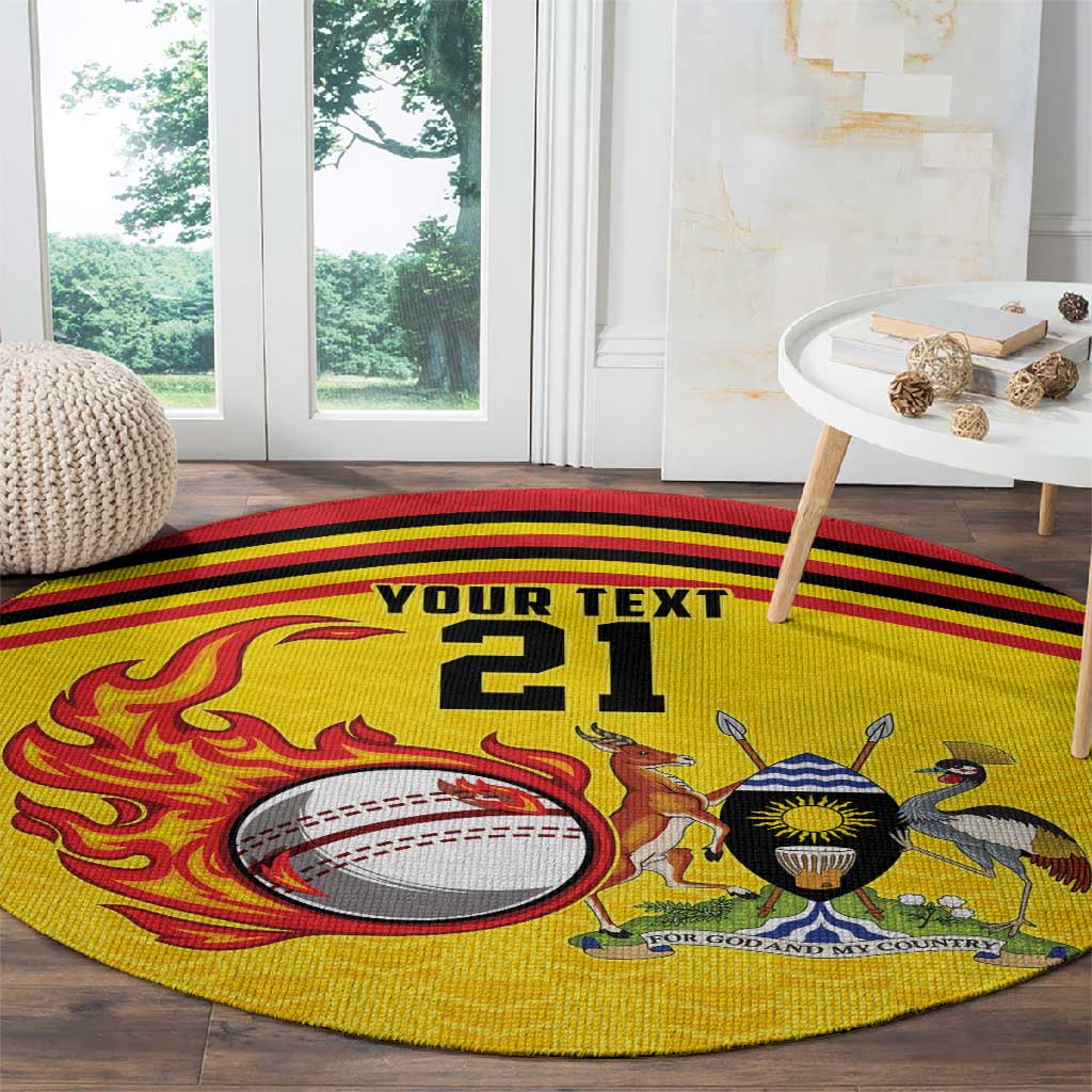 Custom Africa Cricket Uganda Round Carpet Cranes Cricket Ball Fire LT9