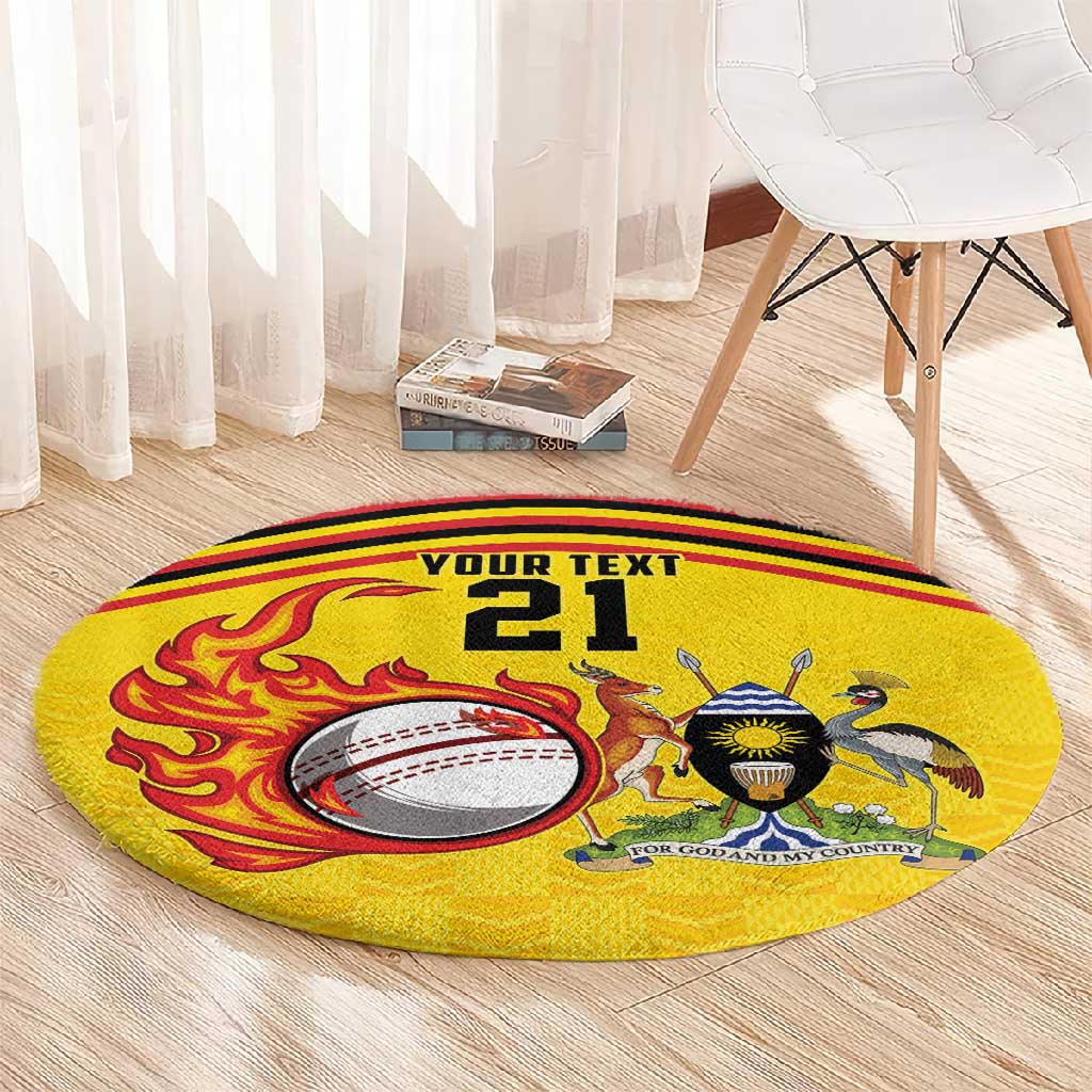 Custom Africa Cricket Uganda Round Carpet Cranes Cricket Ball Fire LT9