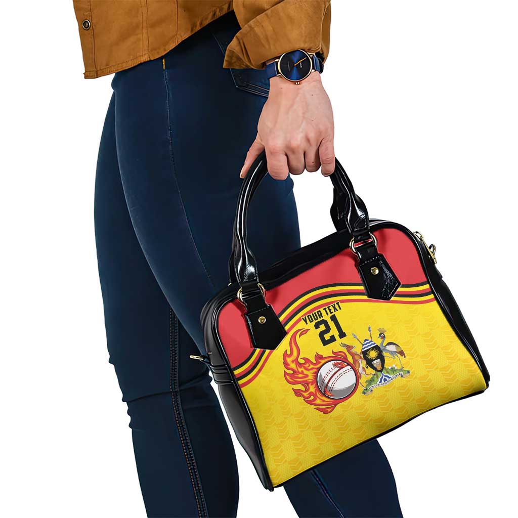 Uganda Cricket Custom Shoulder Handbag Cranes Cricket Ball Fire LT9