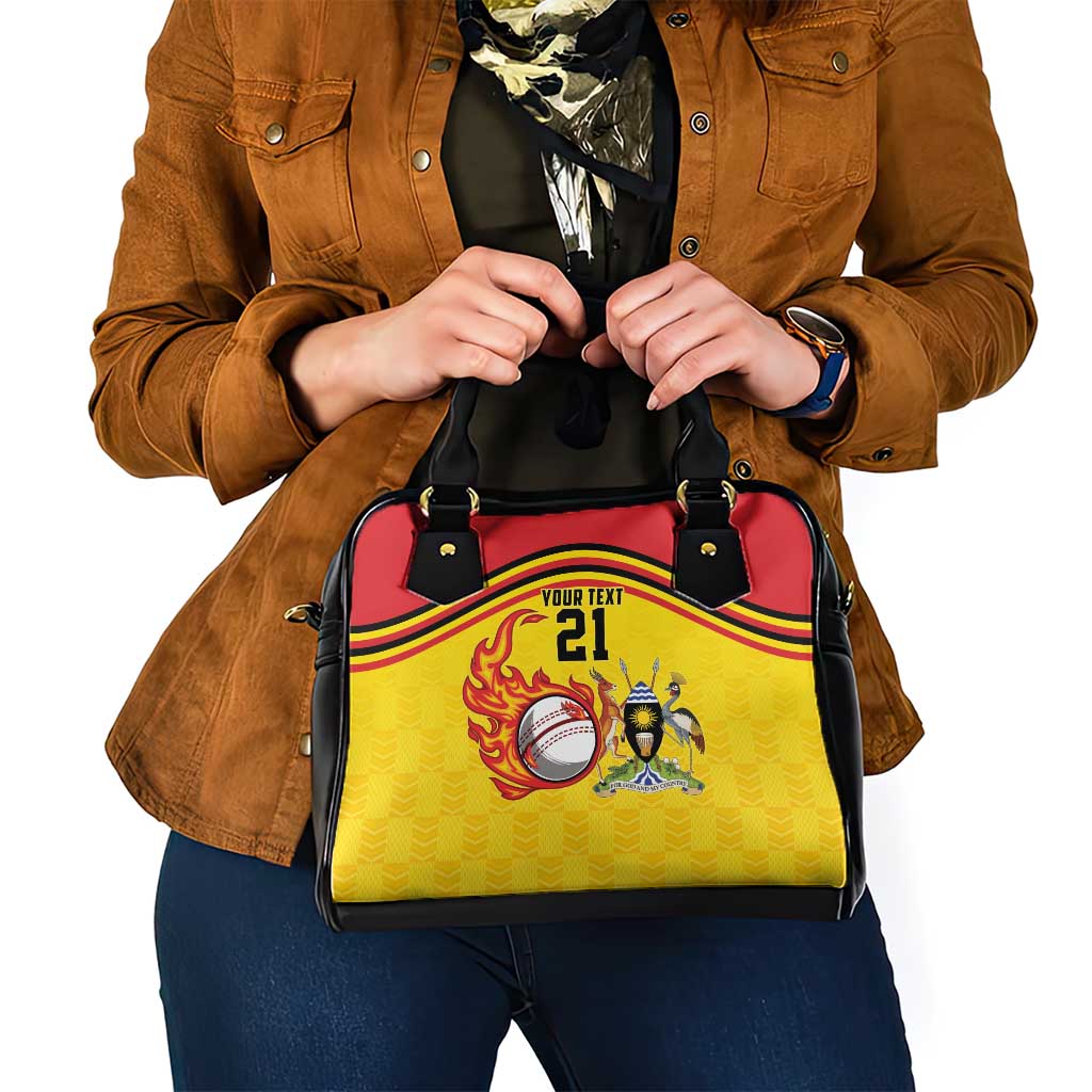 Uganda Cricket Custom Shoulder Handbag Cranes Cricket Ball Fire LT9