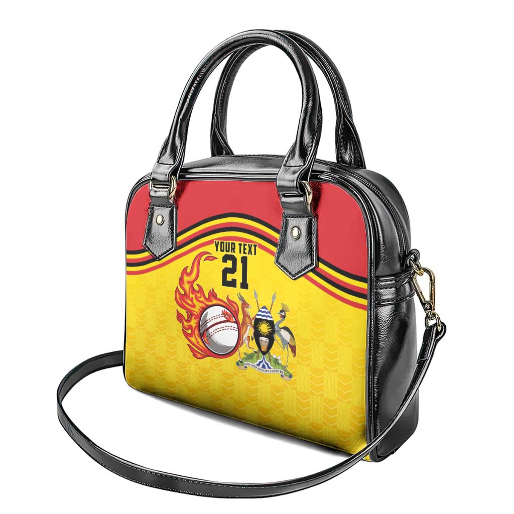 Uganda Cricket Custom Shoulder Handbag Cranes Cricket Ball Fire LT9