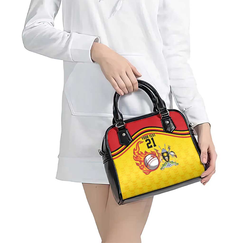 Uganda Cricket Custom Shoulder Handbag Cranes Cricket Ball Fire LT9