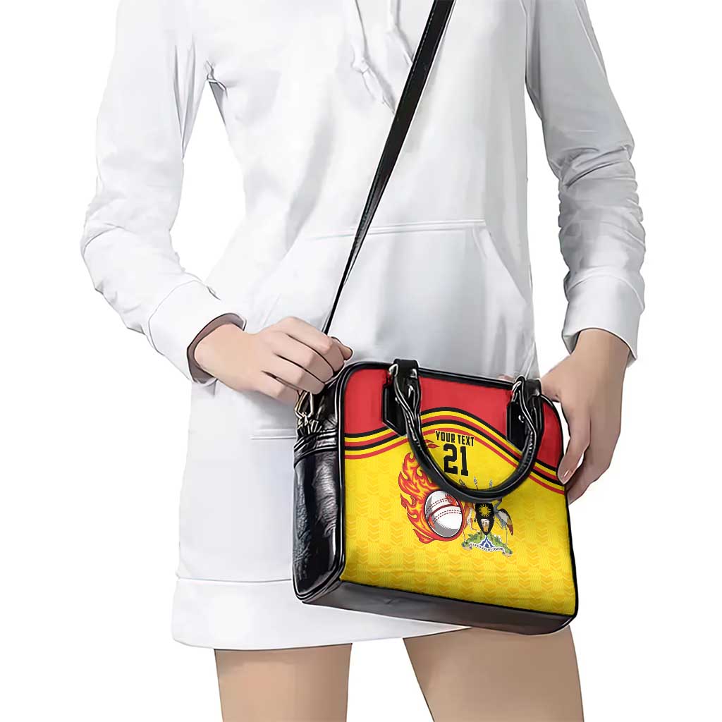 Uganda Cricket Custom Shoulder Handbag Cranes Cricket Ball Fire LT9