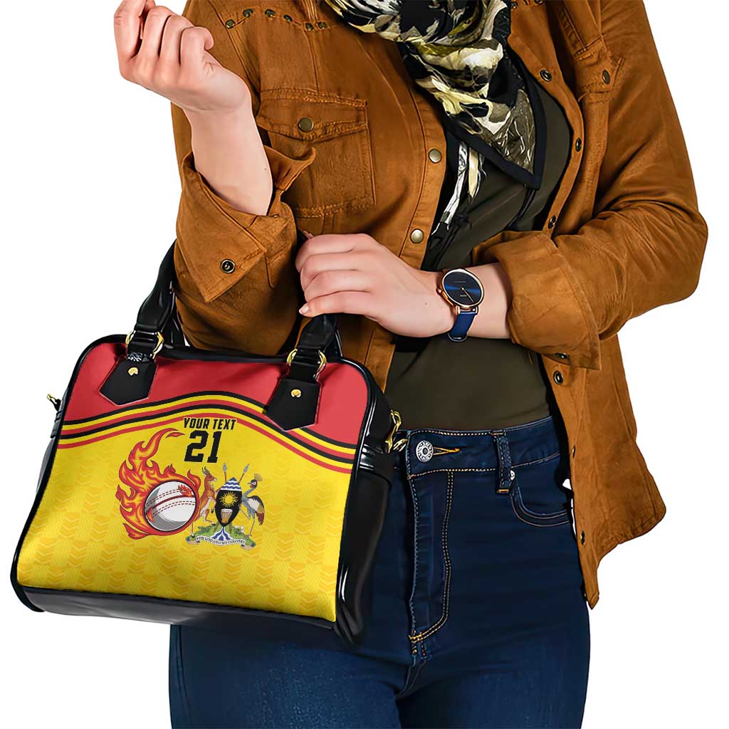 Uganda Cricket Custom Shoulder Handbag Cranes Cricket Ball Fire LT9