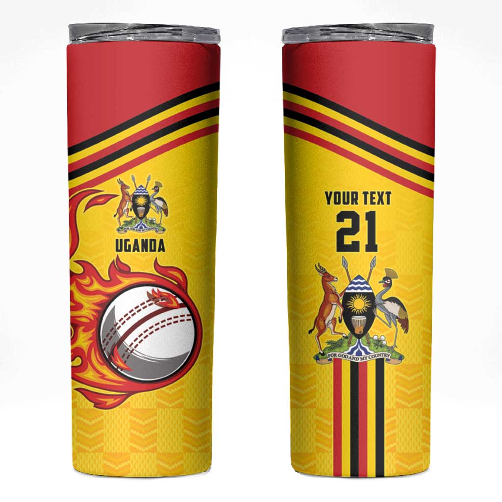 Custom Africa Cricket Uganda Skinny Tumbler Cranes Cricket Ball Fire LT9
