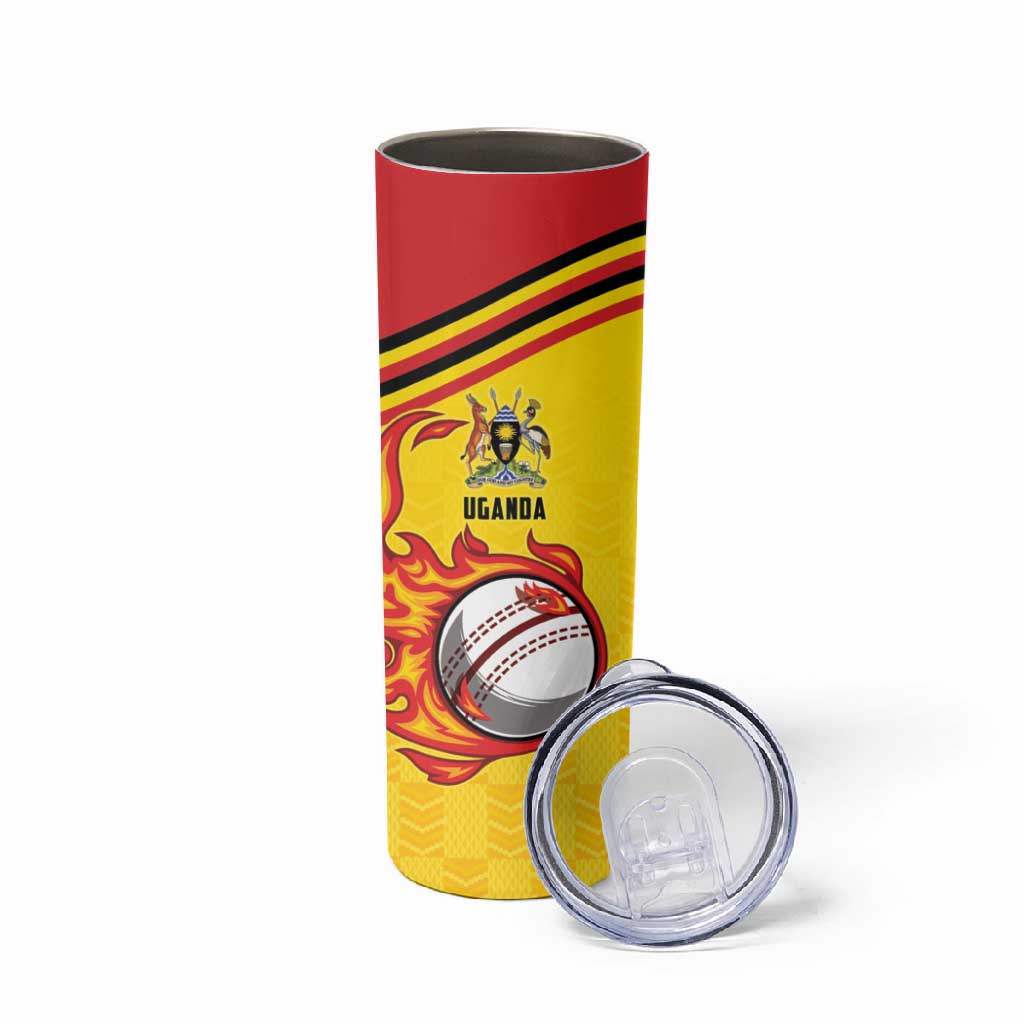 Custom Africa Cricket Uganda Skinny Tumbler Cranes Cricket Ball Fire LT9