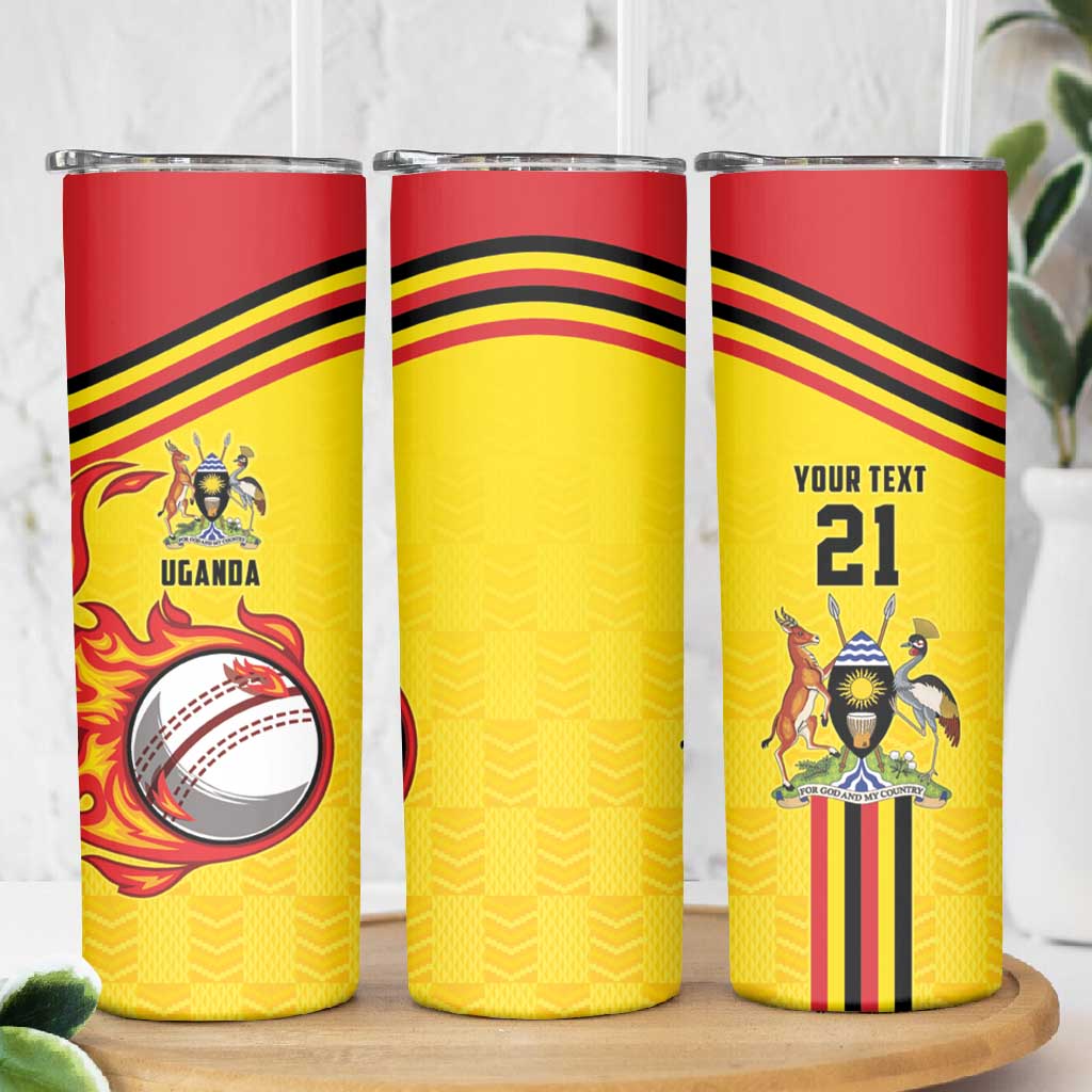 Custom Africa Cricket Uganda Skinny Tumbler Cranes Cricket Ball Fire LT9
