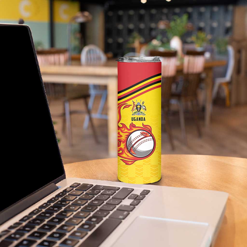 Custom Africa Cricket Uganda Skinny Tumbler Cranes Cricket Ball Fire LT9