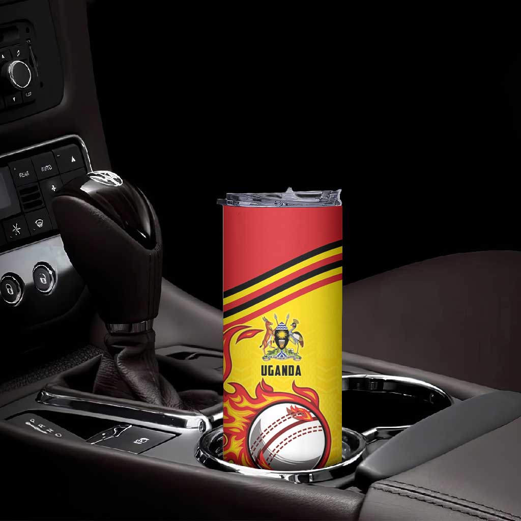 Custom Africa Cricket Uganda Skinny Tumbler Cranes Cricket Ball Fire LT9