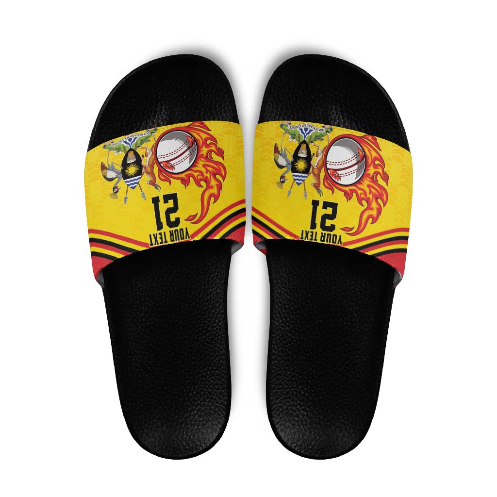 Uganda Cricket Custom Slide Sandals Cranes Cricket Ball Fire LT9