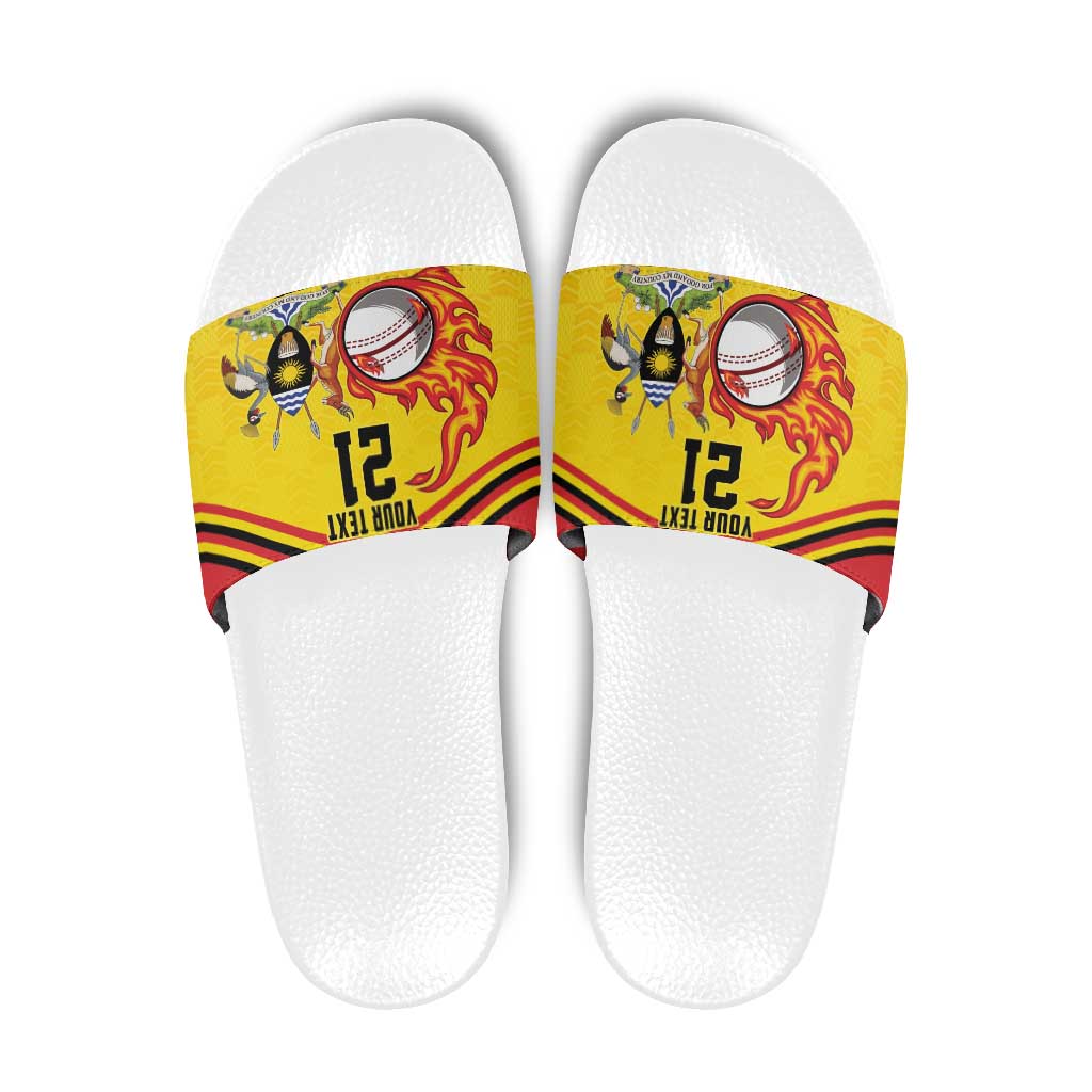 Uganda Cricket Custom Slide Sandals Cranes Cricket Ball Fire LT9