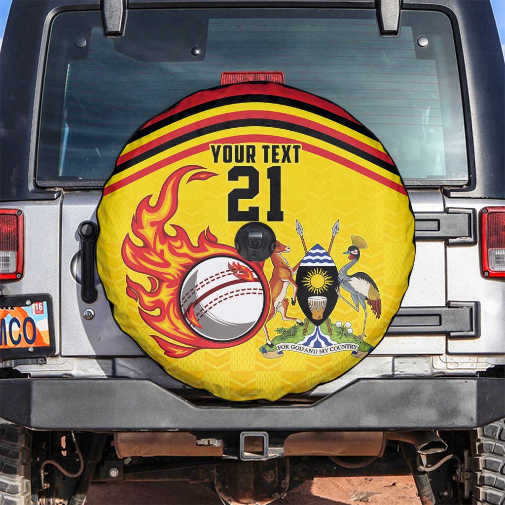 Uganda Cricket Custom Spare Tire Cover Cranes Cricket Ball Fire LT9