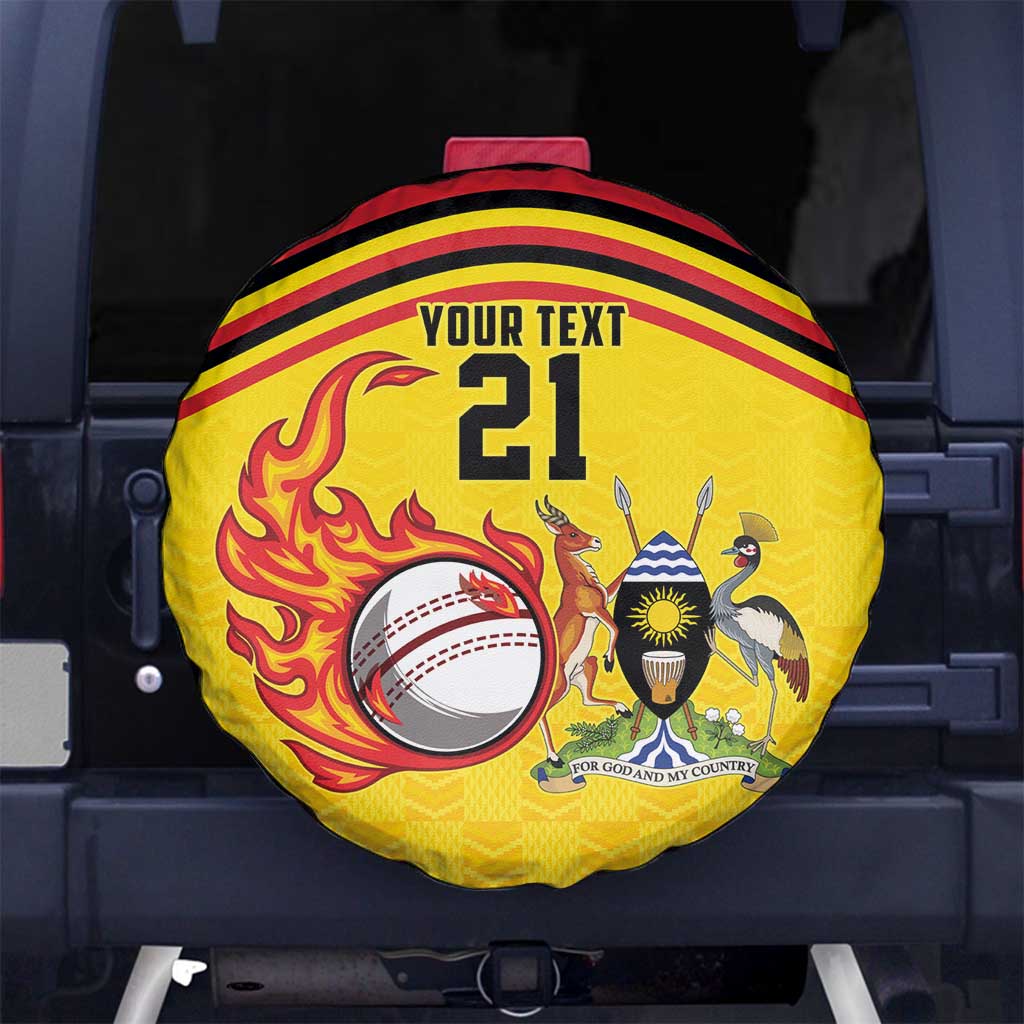 Uganda Cricket Custom Spare Tire Cover Cranes Cricket Ball Fire LT9
