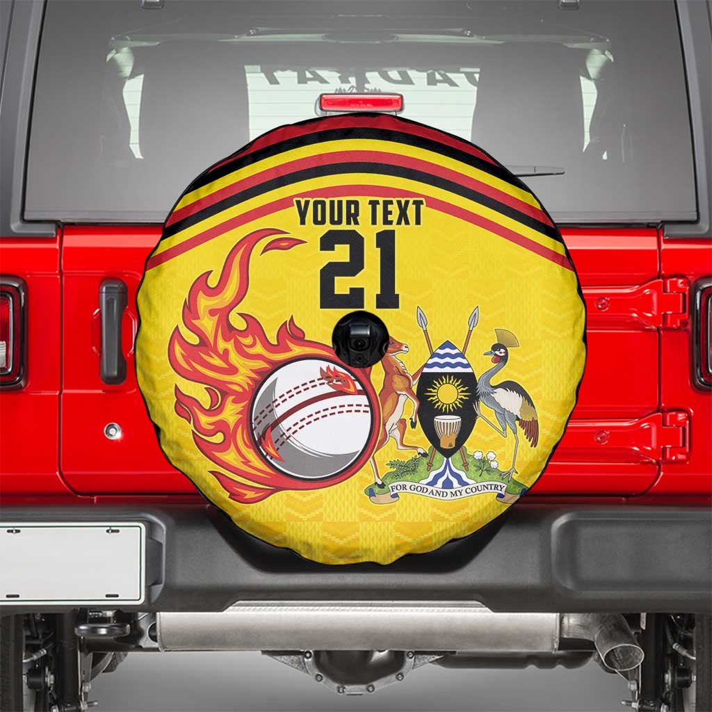 Uganda Cricket Custom Spare Tire Cover Cranes Cricket Ball Fire LT9