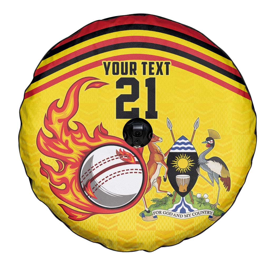 Uganda Cricket Custom Spare Tire Cover Cranes Cricket Ball Fire LT9