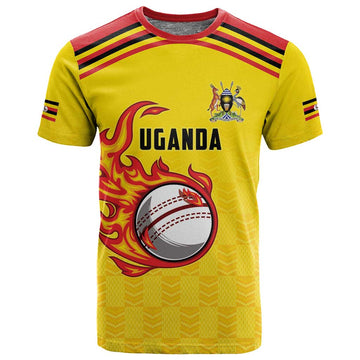 Custom Africa Cricket Uganda T shirt Cranes Cricket Ball Fire LT9