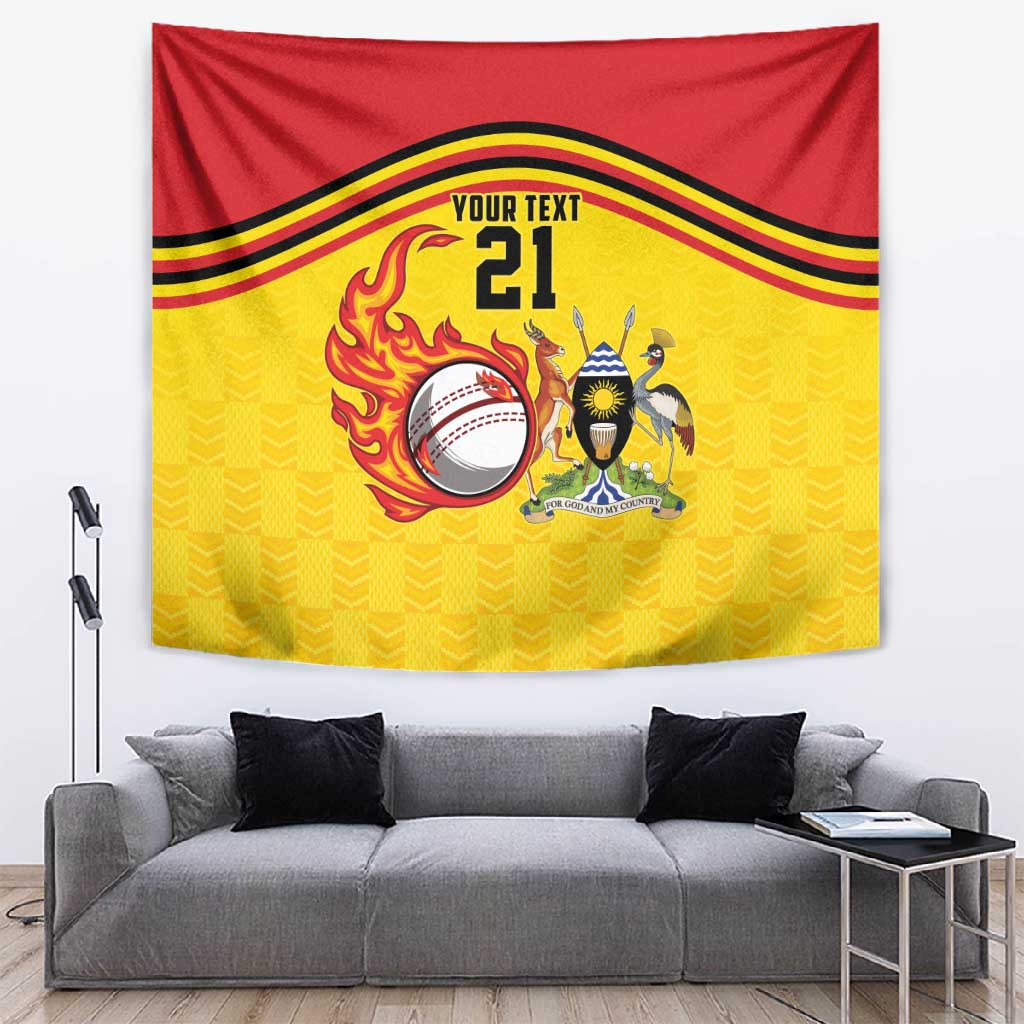 Custom Africa Cricket Uganda Tapestry Cranes Cricket Ball Fire LT9