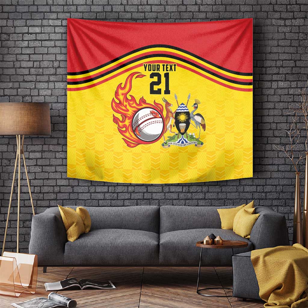 Custom Africa Cricket Uganda Tapestry Cranes Cricket Ball Fire LT9