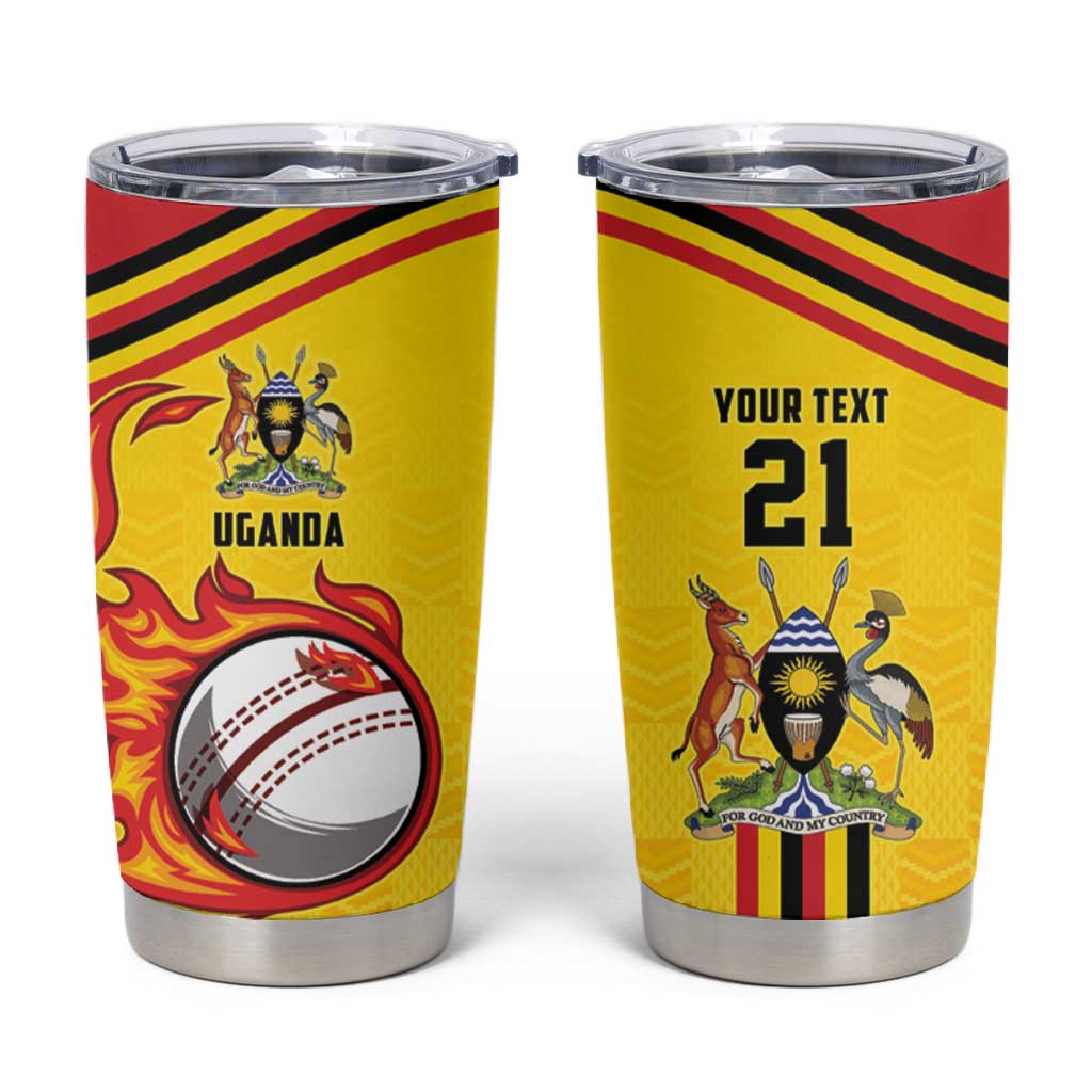 Custom Africa Cricket Uganda Tumbler Cup Cranes Cricket Ball Fire LT9
