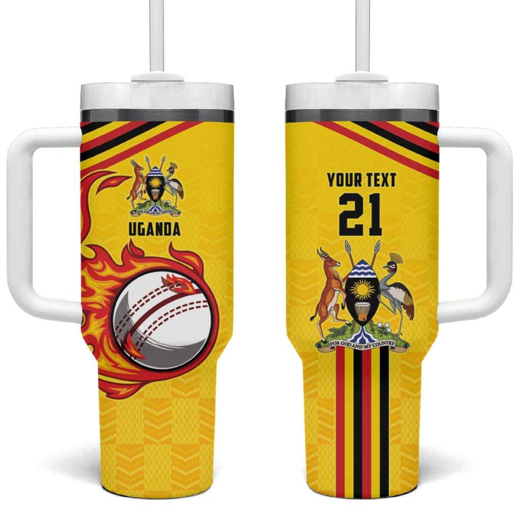 Custom Africa Cricket Uganda Tumbler With Handle Cranes Cricket Ball Fire LT9