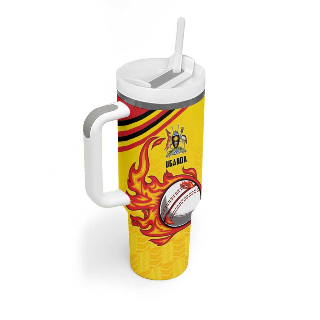 Custom Africa Cricket Uganda Tumbler With Handle Cranes Cricket Ball Fire LT9