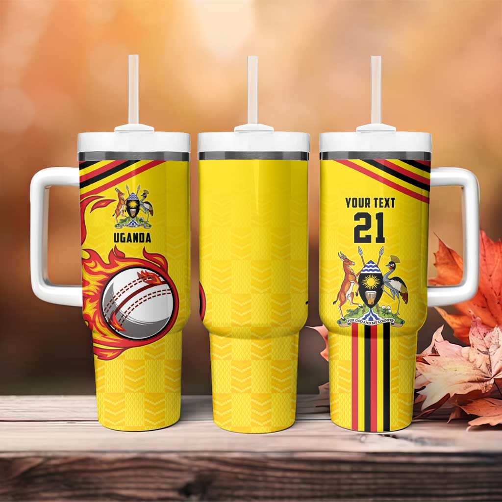 Custom Africa Cricket Uganda Tumbler With Handle Cranes Cricket Ball Fire LT9