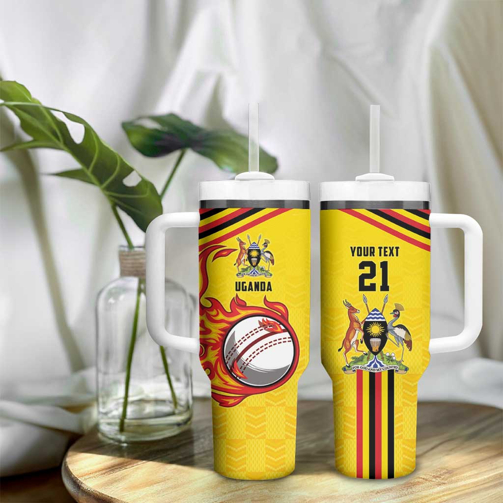 Custom Africa Cricket Uganda Tumbler With Handle Cranes Cricket Ball Fire LT9