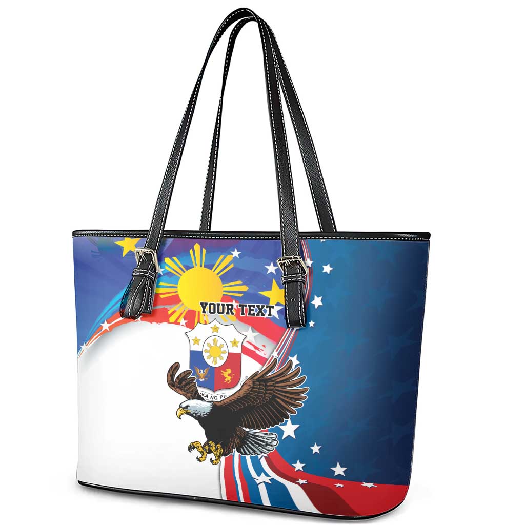 Personalized Filipino-American Leather Tote Bag The Eight-Rayed Sun with Bald Eagle LT9