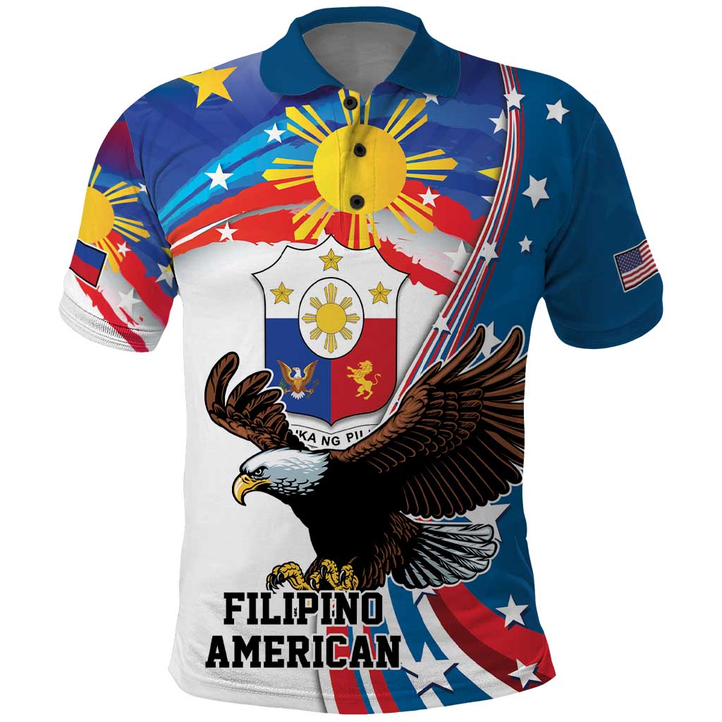 Personalized Filipino-American Polo Shirt The Eight-Rayed Sun with Bald Eagle LT9