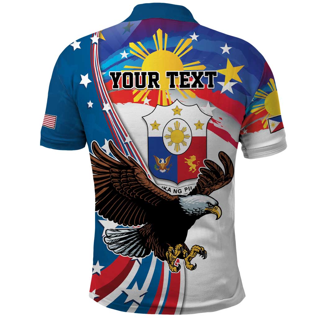 Personalized Filipino-American Polo Shirt The Eight-Rayed Sun with Bald Eagle LT9