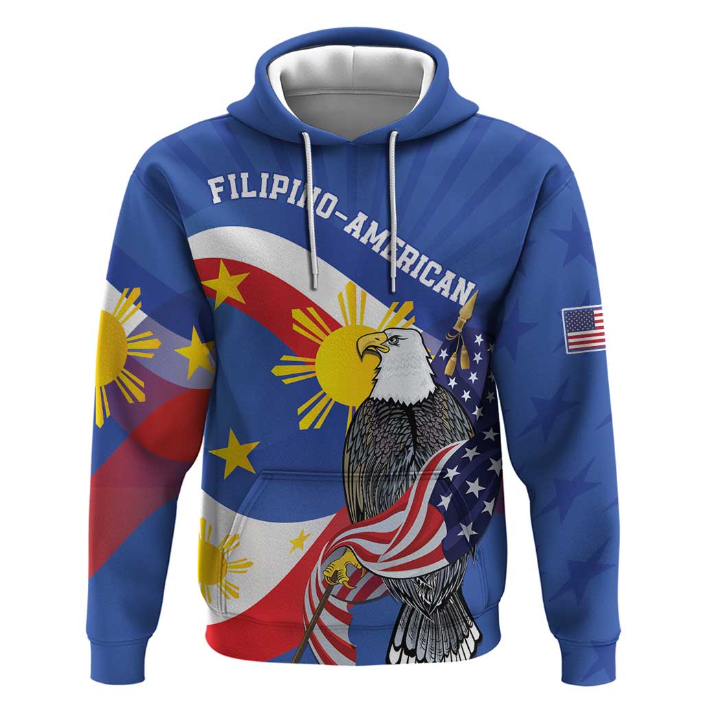 Personalized Filipino-American Hoodie Philippines Coat Of Arms with Bald Eagle LT9