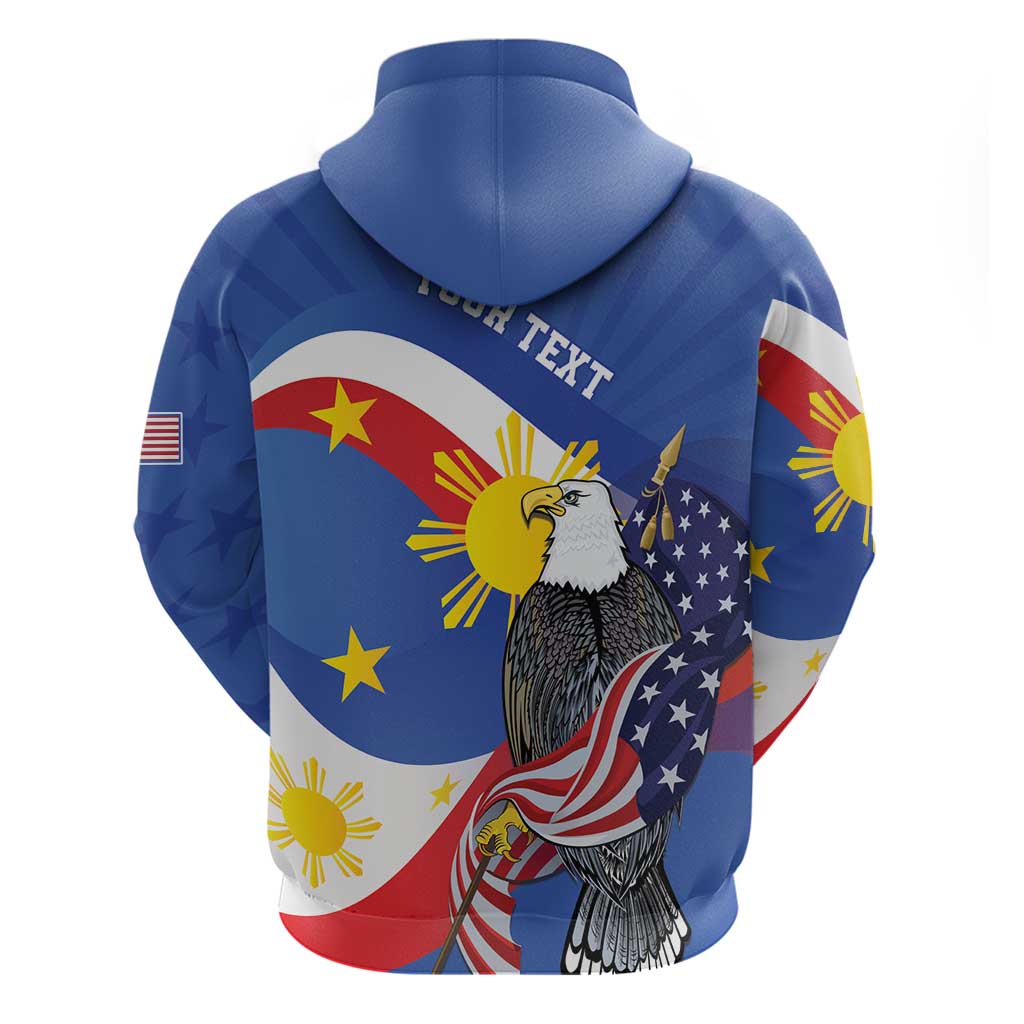 Personalized Filipino-American Hoodie Philippines Coat Of Arms with Bald Eagle LT9