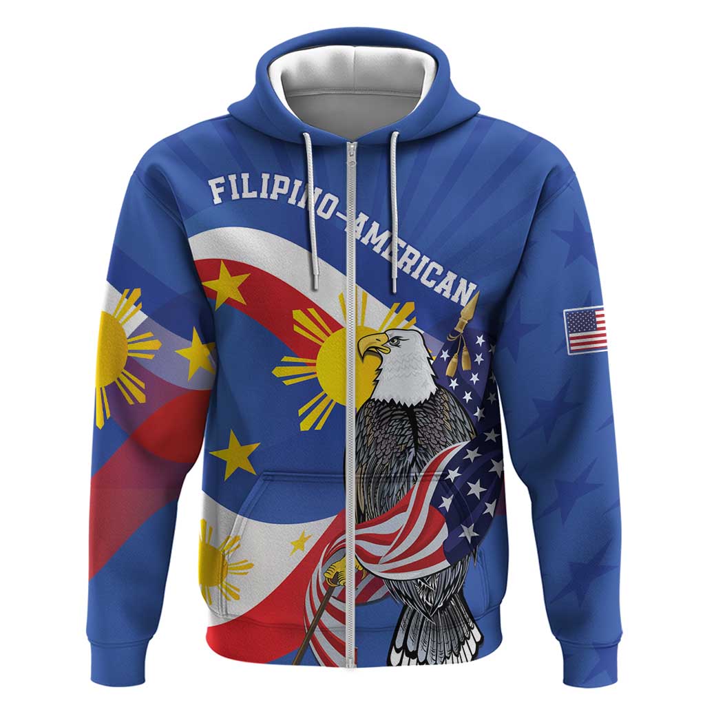 Personalized Filipino-American Hoodie Philippines Coat Of Arms with Bald Eagle LT9