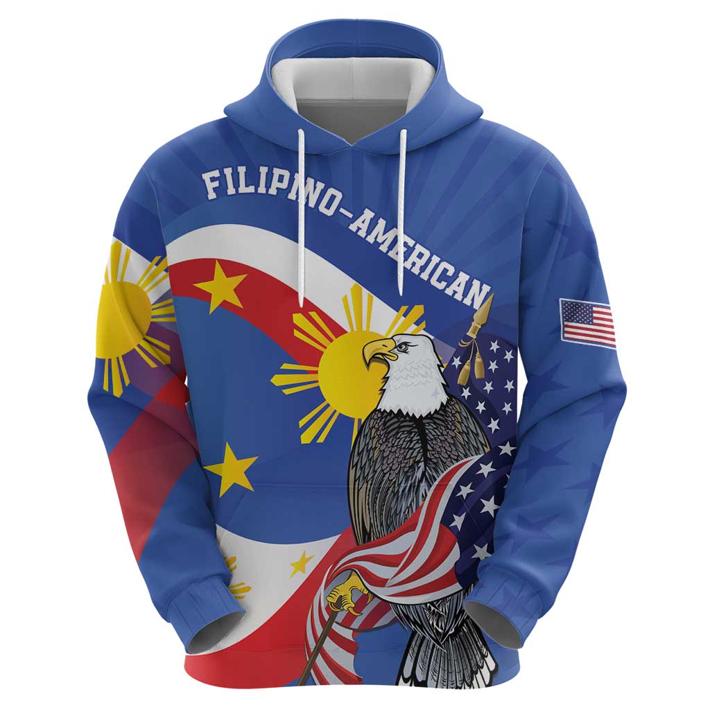 Personalized Filipino-American Hoodie Philippines Coat Of Arms with Bald Eagle LT9