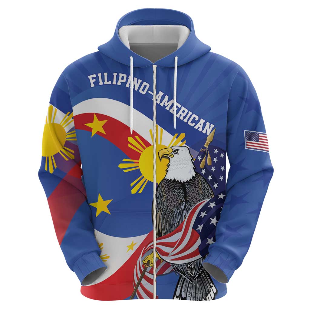 Personalized Filipino-American Hoodie Philippines Coat Of Arms with Bald Eagle LT9