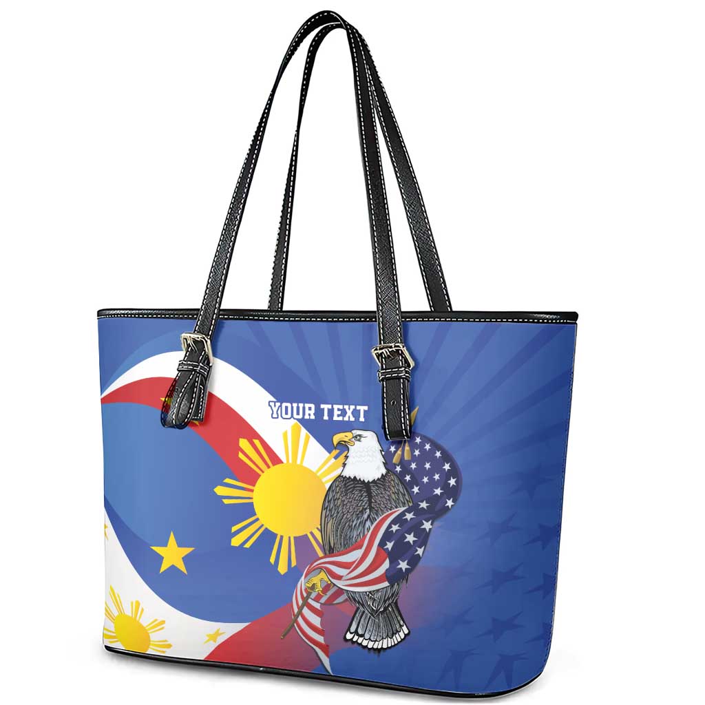Personalized Filipino-American Leather Tote Bag Philippines Coat Of Arms with Bald Eagle LT9