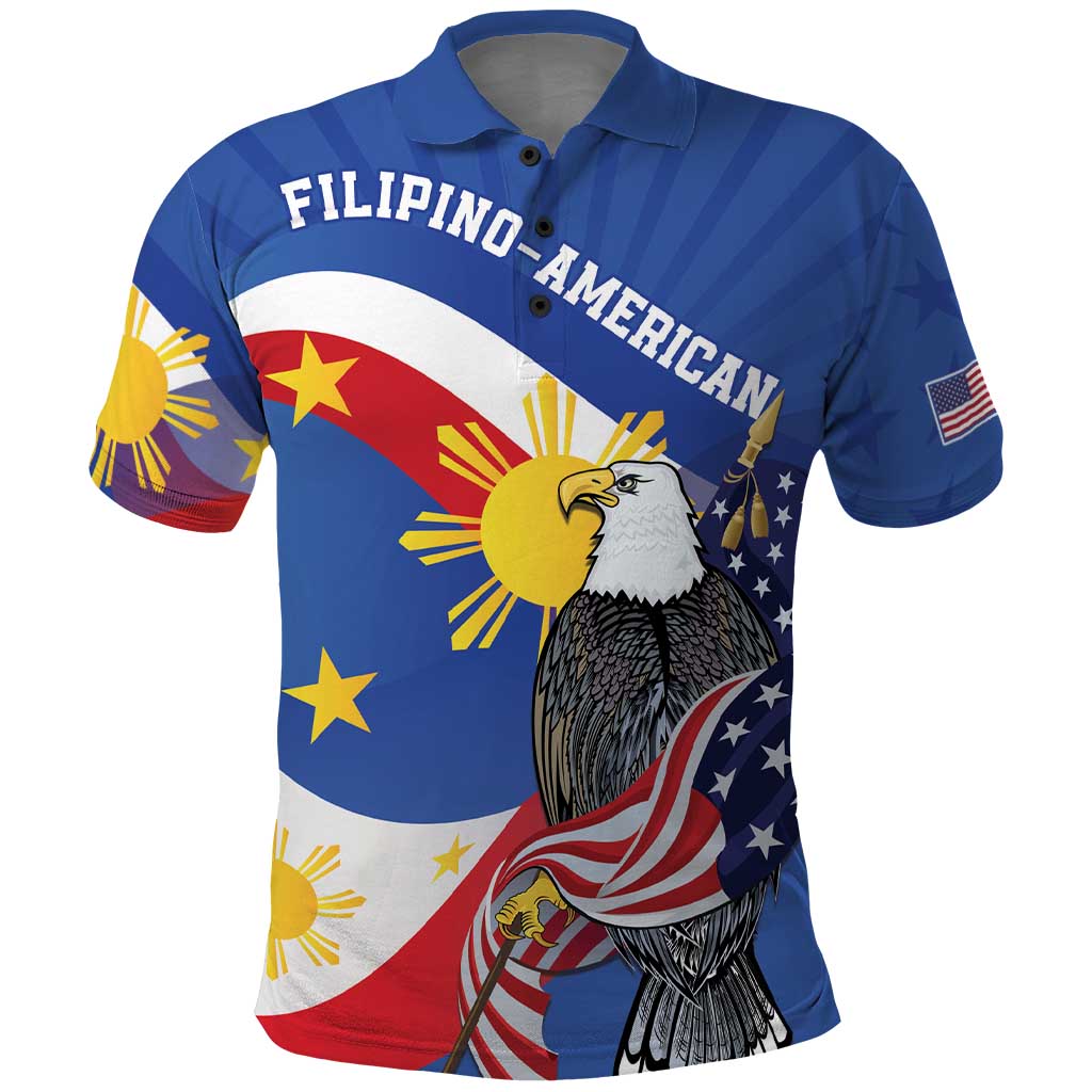 Personalized Filipino-American Polo Shirt Philippines Coat Of Arms with Bald Eagle LT9