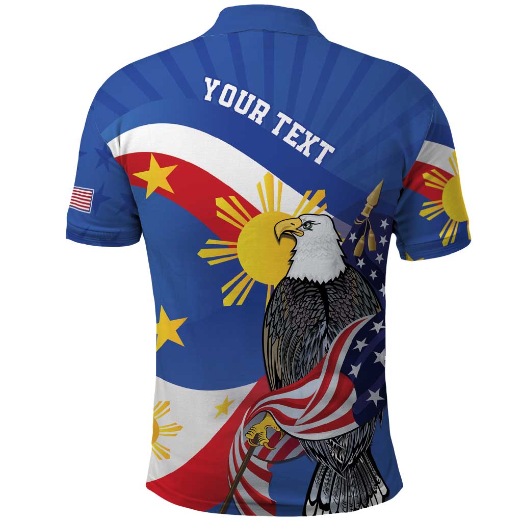 Personalized Filipino-American Polo Shirt Philippines Coat Of Arms with Bald Eagle LT9
