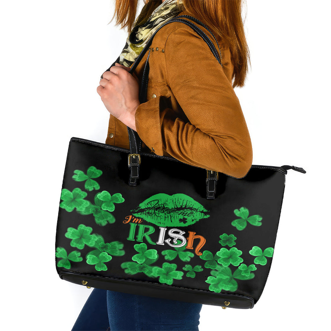 Kiss Me Im Irish St Patricks Day Leather Tote Bag LT9