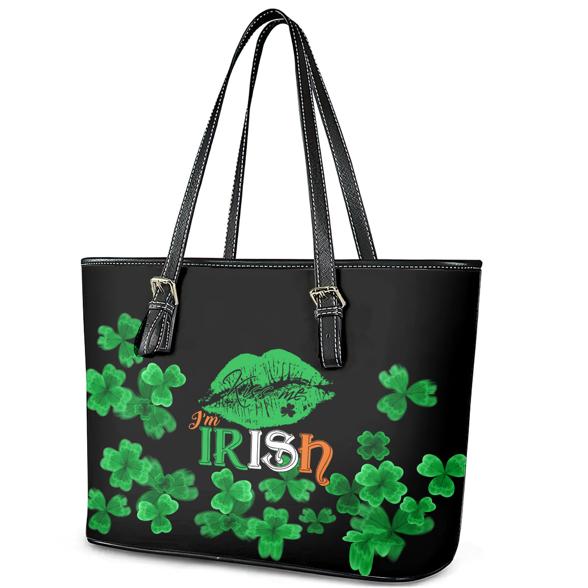 Kiss Me Im Irish St Patricks Day Leather Tote Bag LT9