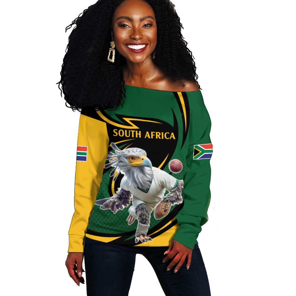 Secretary Bird South Africa Cricket Custom Off Shoulder Sweater Unique Pattern LT9