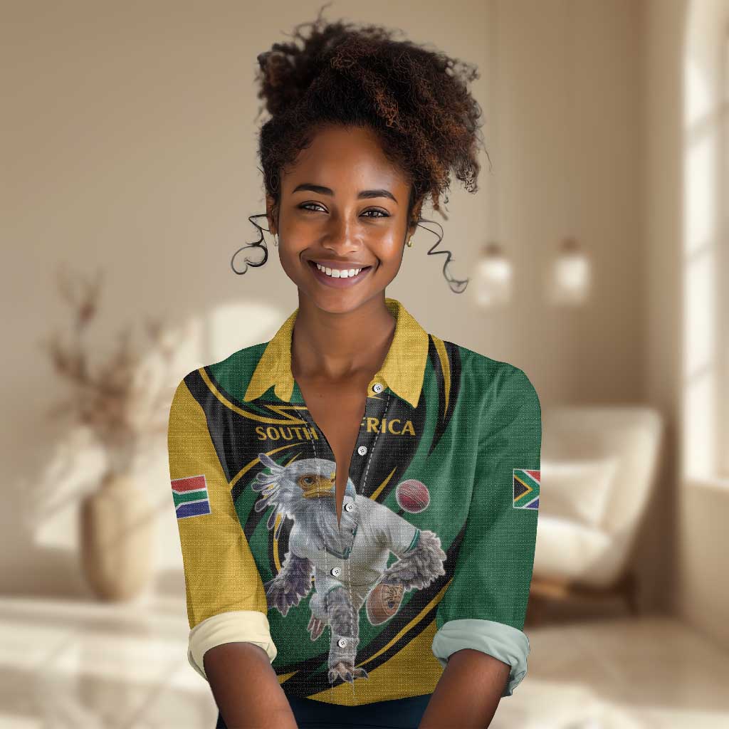 Secretary Bird South Africa Cricket Custom Women Casual Shirt Unique Pattern LT9