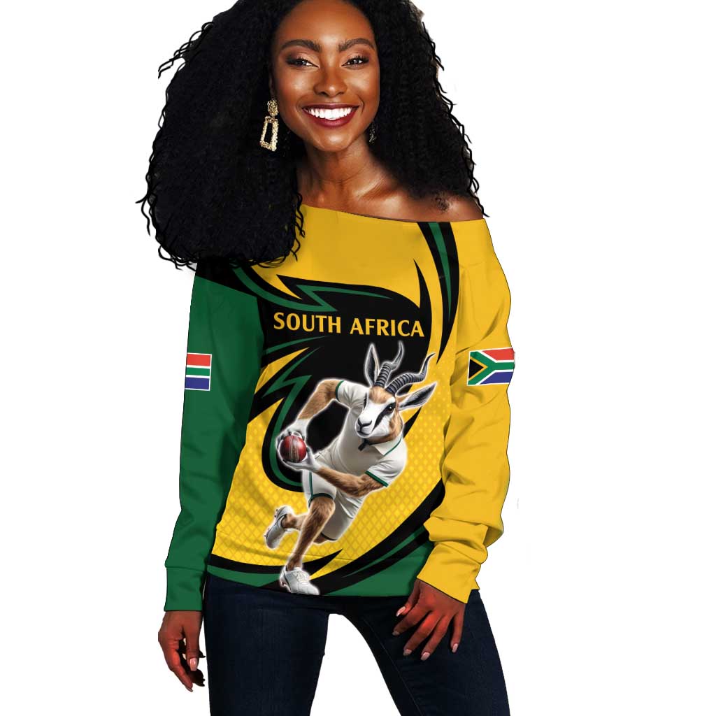 Springbok South Africa Cricket Custom Off Shoulder Sweater Unique Pattern LT9