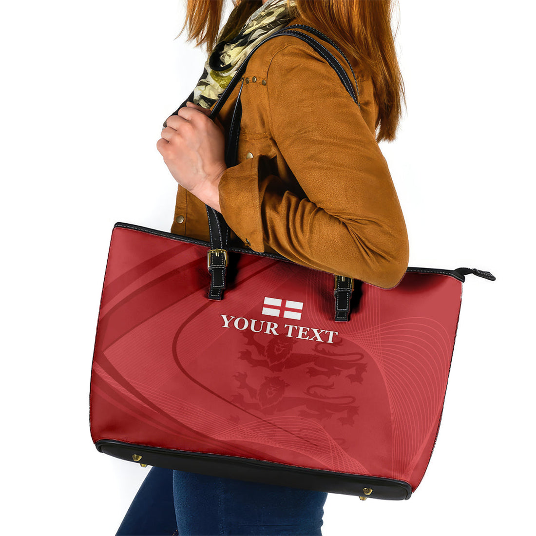 England Cricket World Cup 2024 Leather Tote Bag Tri Lions Make Champions LT9