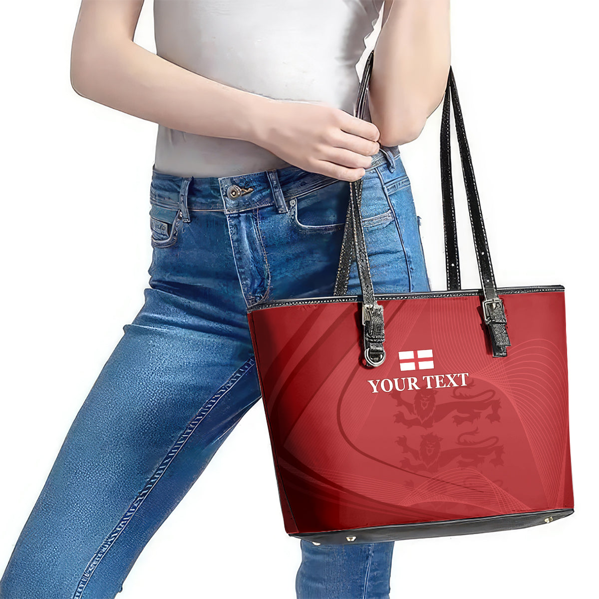 England Cricket World Cup 2024 Leather Tote Bag Tri Lions Make Champions LT9