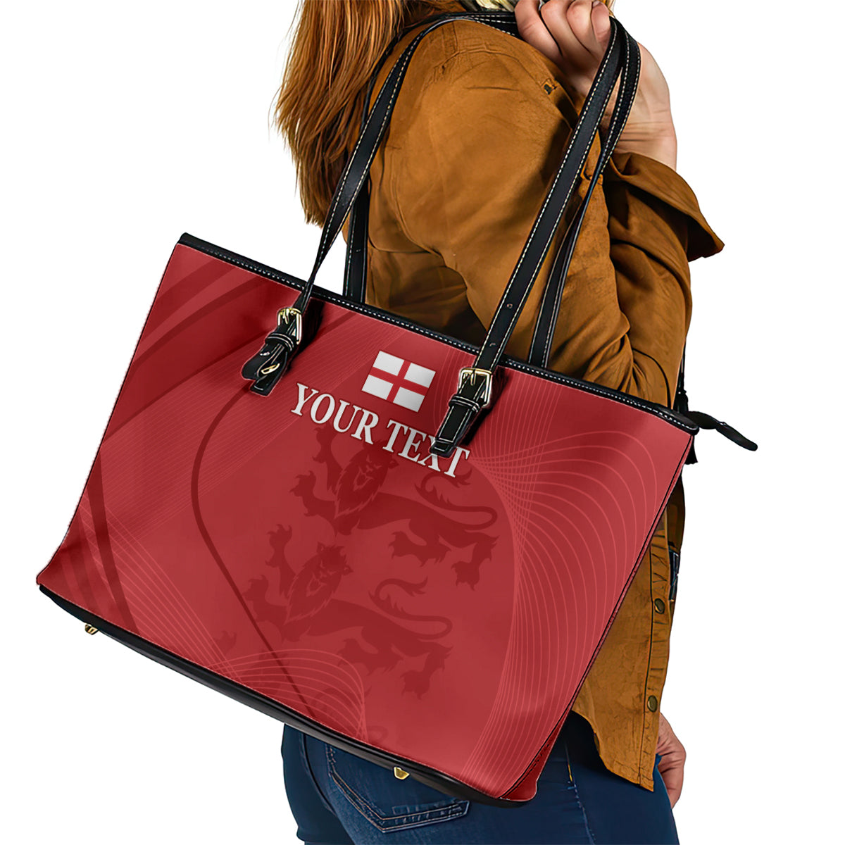 England Cricket World Cup 2024 Leather Tote Bag Tri Lions Make Champions LT9