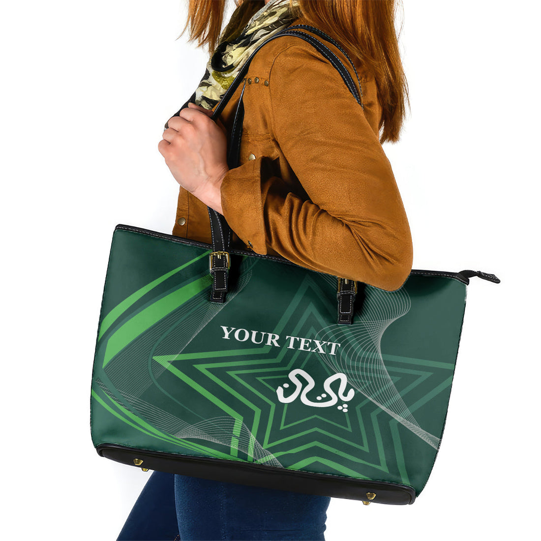 Pakistan Cricket World Cup 2024 Leather Tote Bag Shaheens Make Champions LT9
