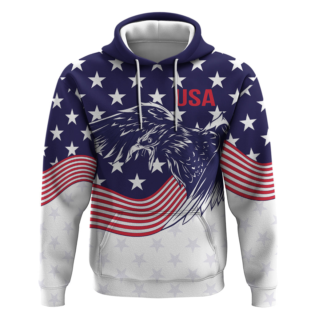 United States Cricket World Cup 2024 Hoodie USA Badge Eagle Make Champions LT9