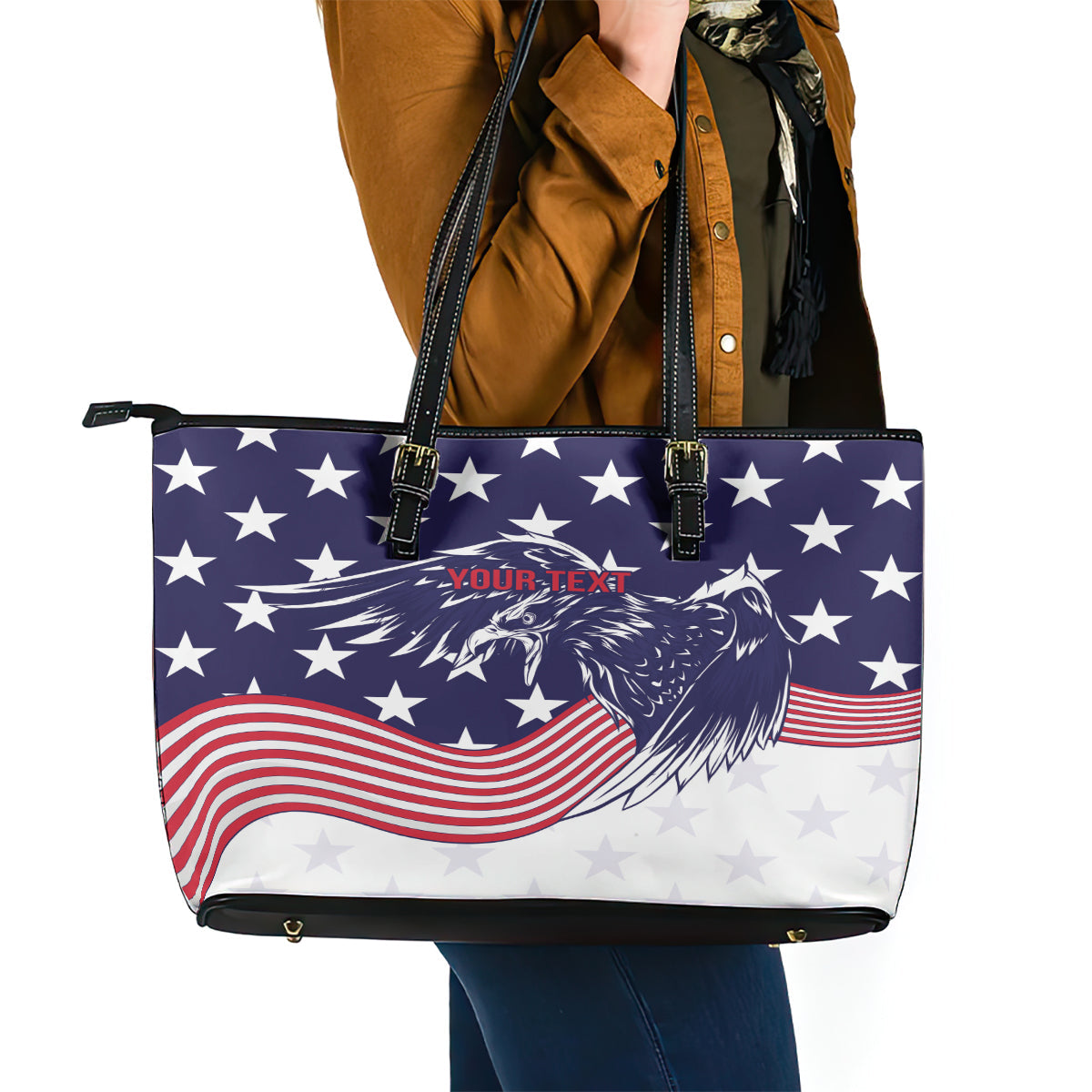 United States Cricket World Cup 2024 Leather Tote Bag USA Badge Eagle Make Champions LT9